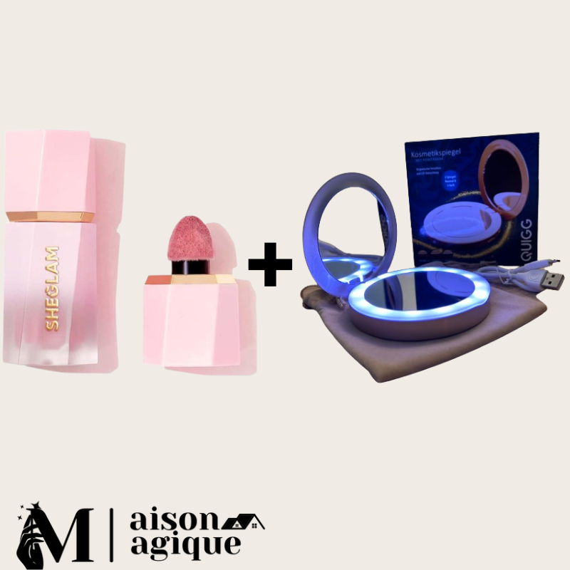 PACK DE : Sheglam Blush + Miroir de maquillage LED avec power bank portable