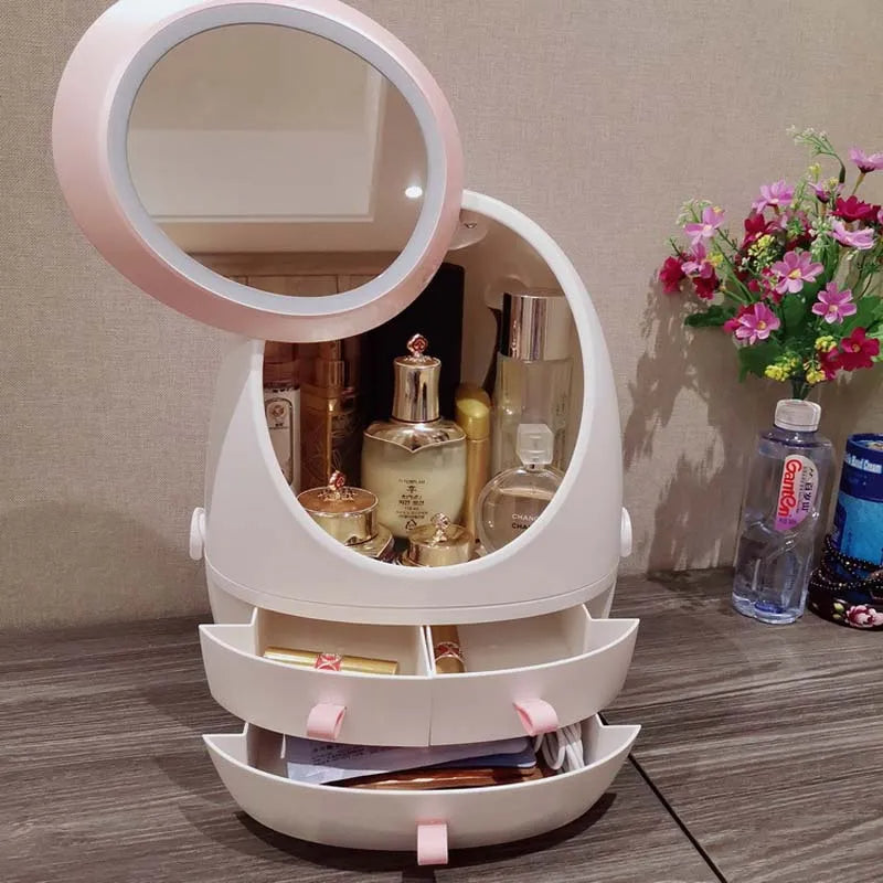 Boite De Rangement Cosmétique Avec Miroir Led