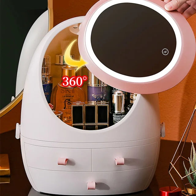 Boite De Rangement Cosmétique Avec Miroir Led
