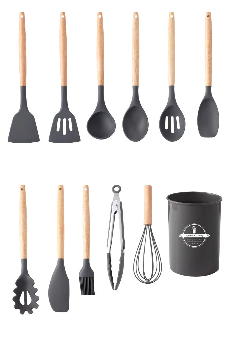 Set de 12 Ustensiles de Cuisine en Silicone