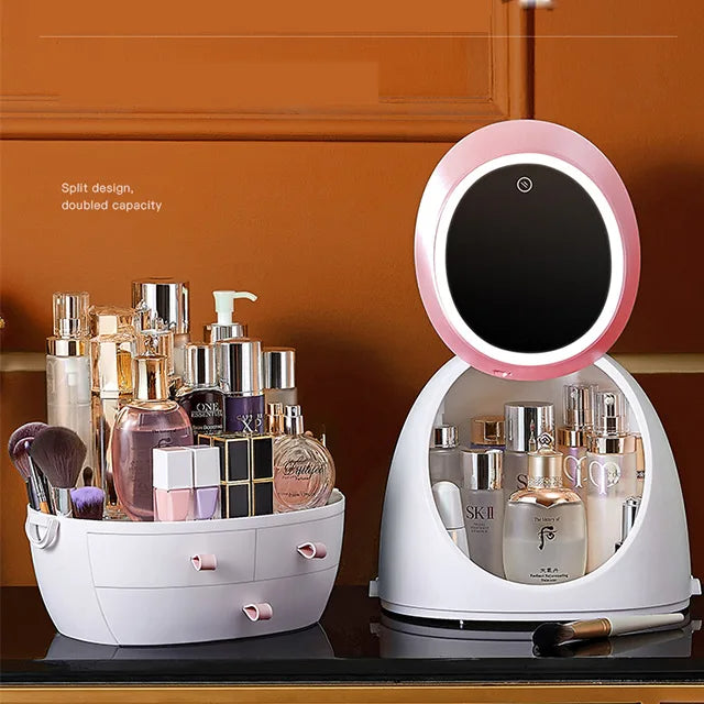 Boite De Rangement Cosmétique Avec Miroir Led