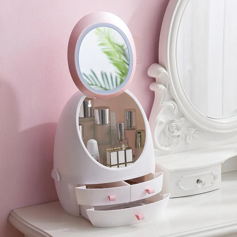 Boite De Rangement Cosmétique Avec Miroir Led