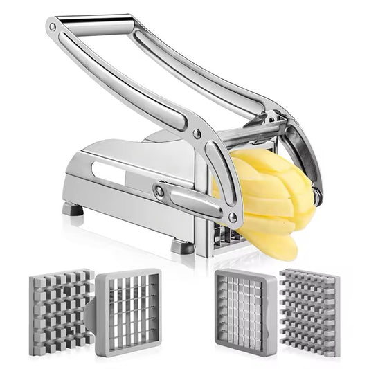 Coupe-Frites Manuel– 3 Fonctions en 1, Inox Durable